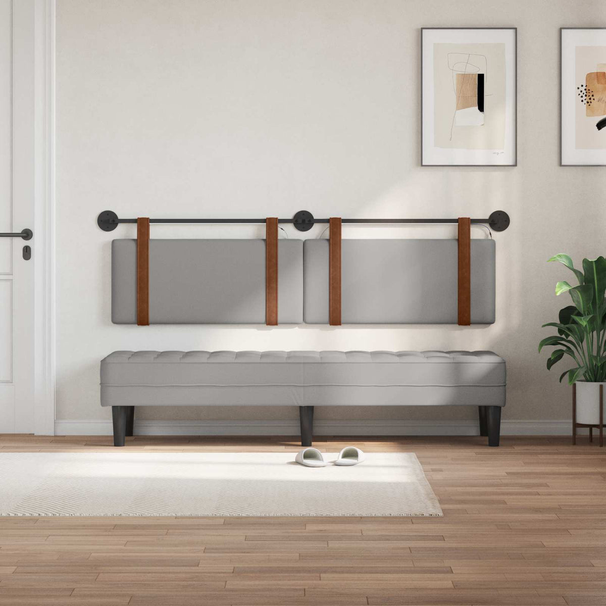 Vidaxl hangend hoofdbord wolkengrijs antiek pu