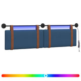 Vidaxl hangend hoofdbord met led-verlichting blauw antiek pu