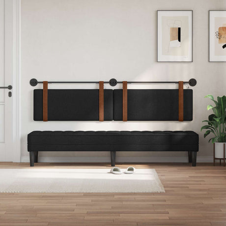 Vidaxl hangend hoofdbord met led-verlichting zwart antiek pu