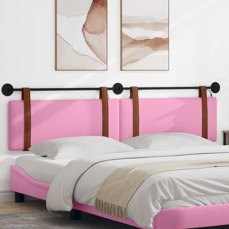 Vidaxl hangend hoofdbord met led-verlichting roze antiek pu