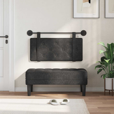 Vidaxl hangend hoofdbord zwart antiek pu