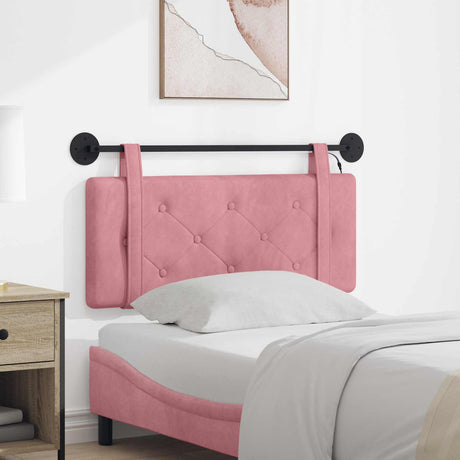 Vidaxl hangend hoofdbord met led-verlichting roze fluweel