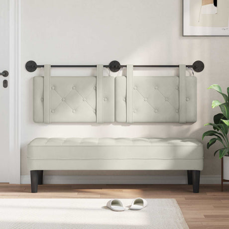 Vidaxl hangend hoofdbord met led-verlichting crèmekleurig fluweel