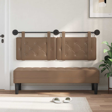 Vidaxl hangend hoofdbord met led-verlichting cappuccino kunstleer