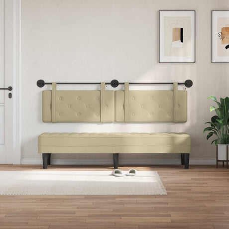 Vidaxl hangend hoofdbord met led-verlichting crèmekleurig kunstleer