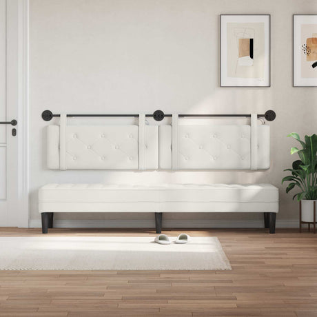 Vidaxl hangend hoofdbord met led-verlichting wit kunstleer