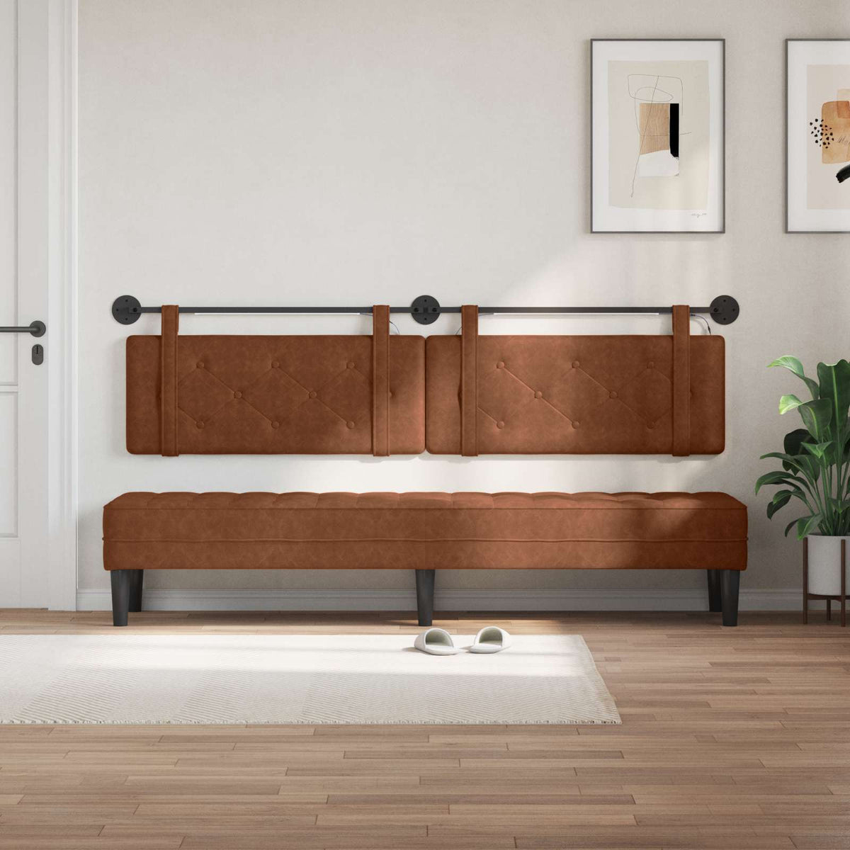Vidaxl hangend hoofdbord bruin antiek pu