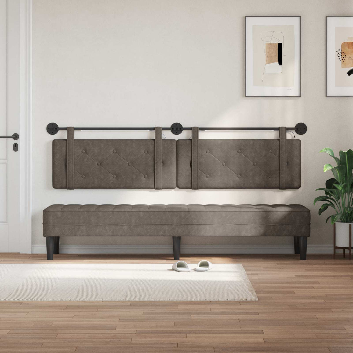 Vidaxl hangend hoofdbord grijs antiek pu