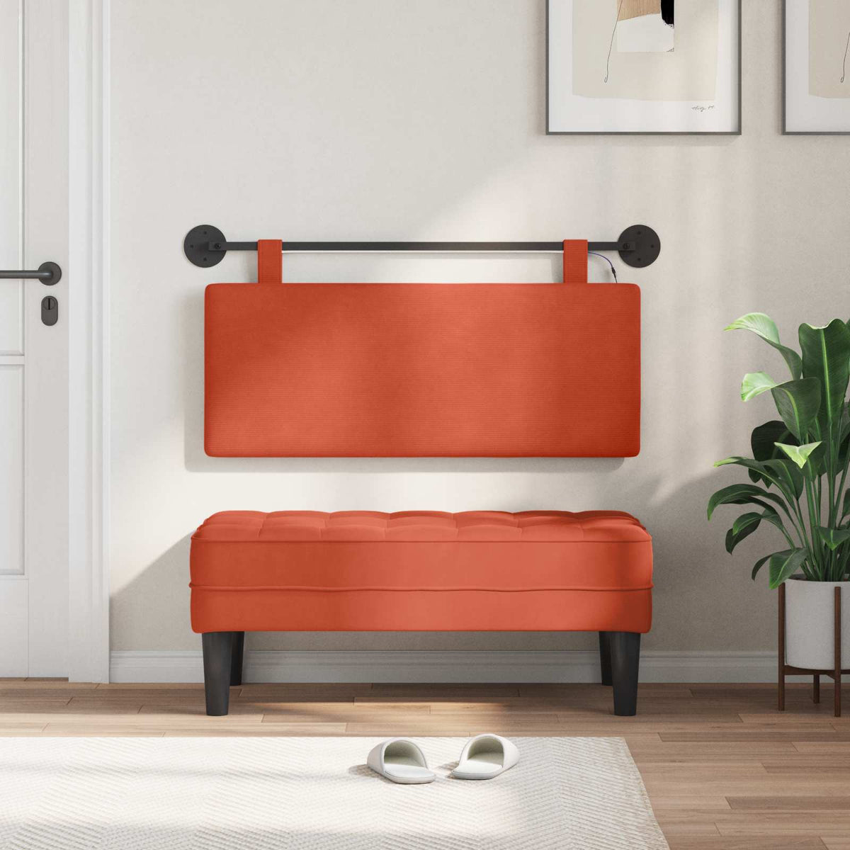 Vidaxl hangend hoofdbord rood-oranje katoen stof