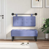 Vidaxl hangend hoofdbord met led-verlichting jeans blauw stof