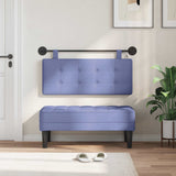 Vidaxl hangend hoofdbord met led-verlichting jeans blauw stof