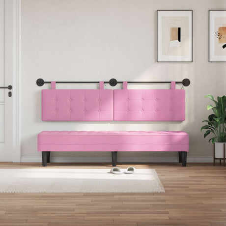 Vidaxl hangend hoofdbord met led-verlichting roze stof