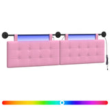 Vidaxl hangend hoofdbord met led-verlichting roze stof