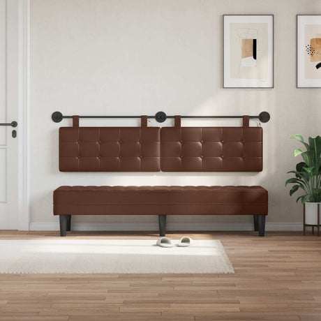 Vidaxl hangend hoofdbord met led-verlichting bruin kunstleer