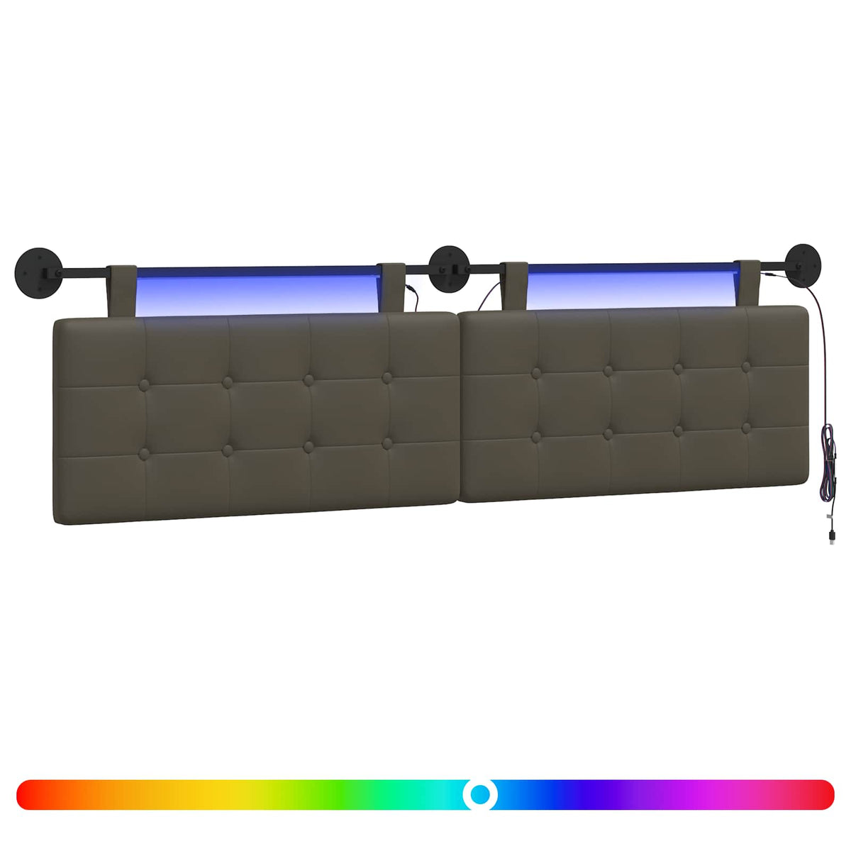 Vidaxl hangend hoofdbord met led-verlichting grijs kunstleer