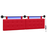 Vidaxl hangend hoofdbord met led-verlichting rood kunstleer