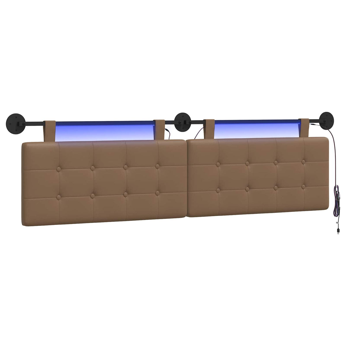 Vidaxl hangend hoofdbord met led-verlichting cappuccino kunstleer