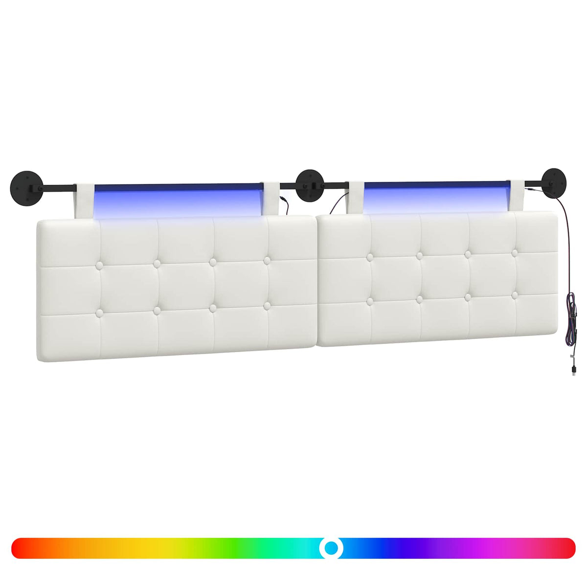 Vidaxl hangend hoofdbord met led-verlichting wit kunstleer