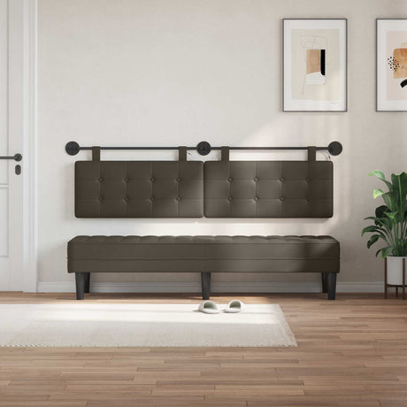 Vidaxl hangend hoofdbord met led-verlichting grijs kunstleer