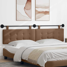 Vidaxl hangend hoofdbord met led-verlichting cappuccino kunstleer