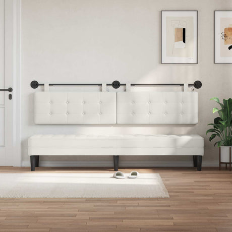 Vidaxl hangend hoofdbord met led-verlichting wit kunstleer