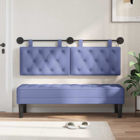 Vidaxl hangend hoofdbord met led-verlichting jeans blauw stof