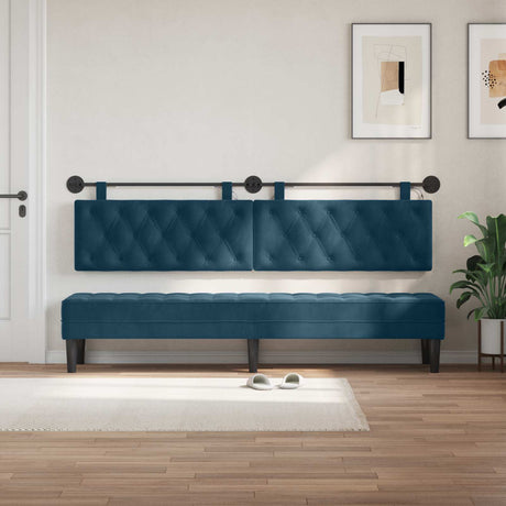 Vidaxl hangend hoofdbord met led-verlichting blauw fluweel