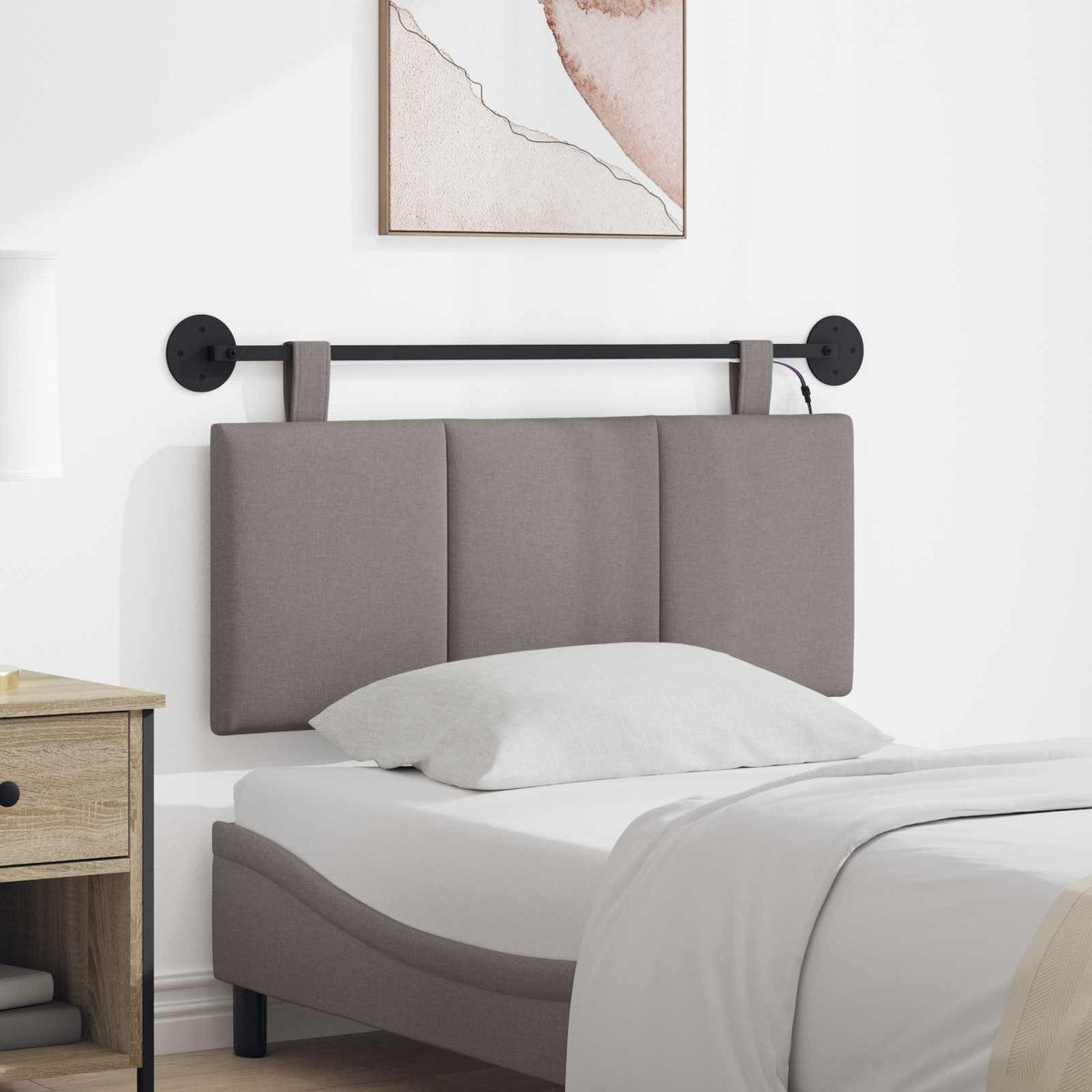 Vidaxl hangend hoofdbord taupe fluweel