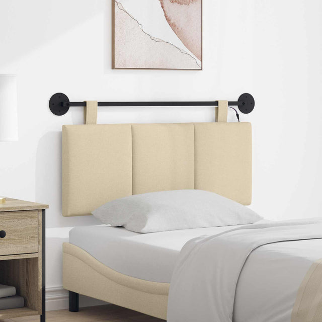 Vidaxl hangend hoofdbord met led-verlichting crèmekleurig stof