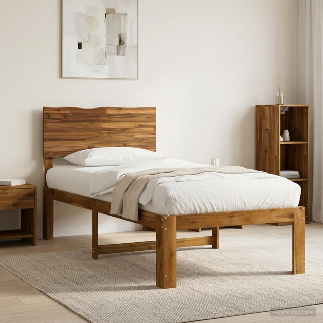 Vidaxl eenpersoonsbed met hoofdbord rostock naturel 80 x 200 cm