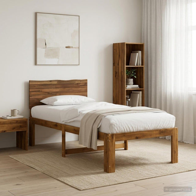 Vidaxl eenpersoonsbed met hoofdbord rostock naturel 90 x 200 cm