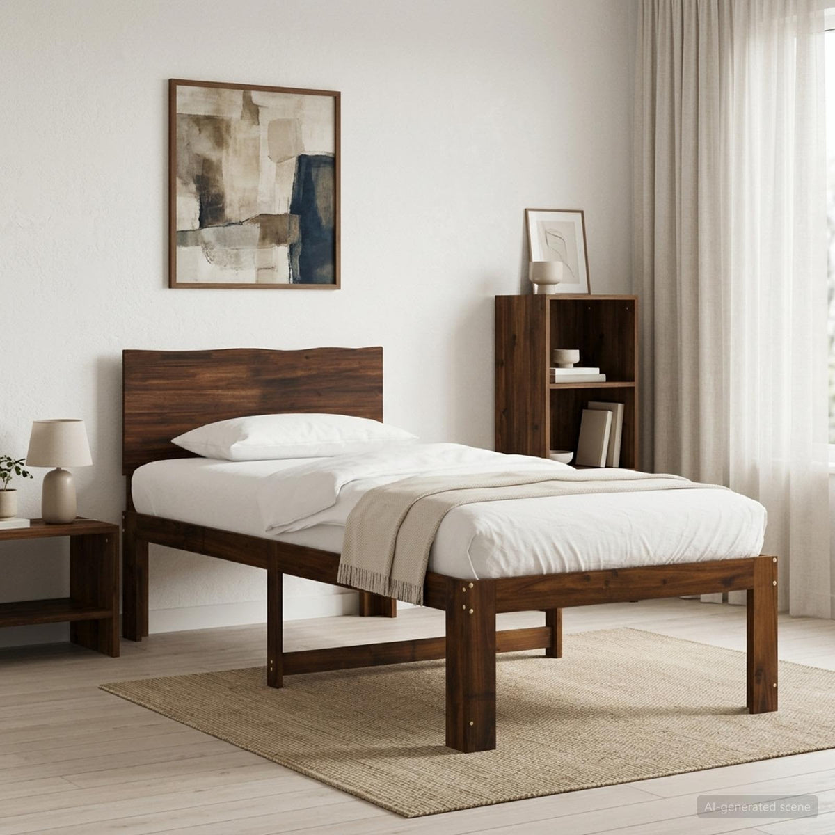 Vidaxl eenpersoonsbed met hoofdbord rostock donkerbruin 75 x 190 cm