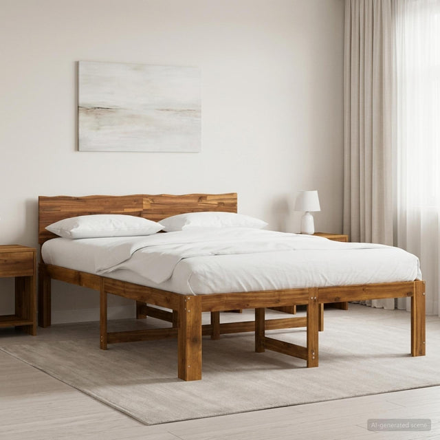 Vidaxl tweepersoonsbed met hoofdeinde rostock naturel 140 x 200 cm
