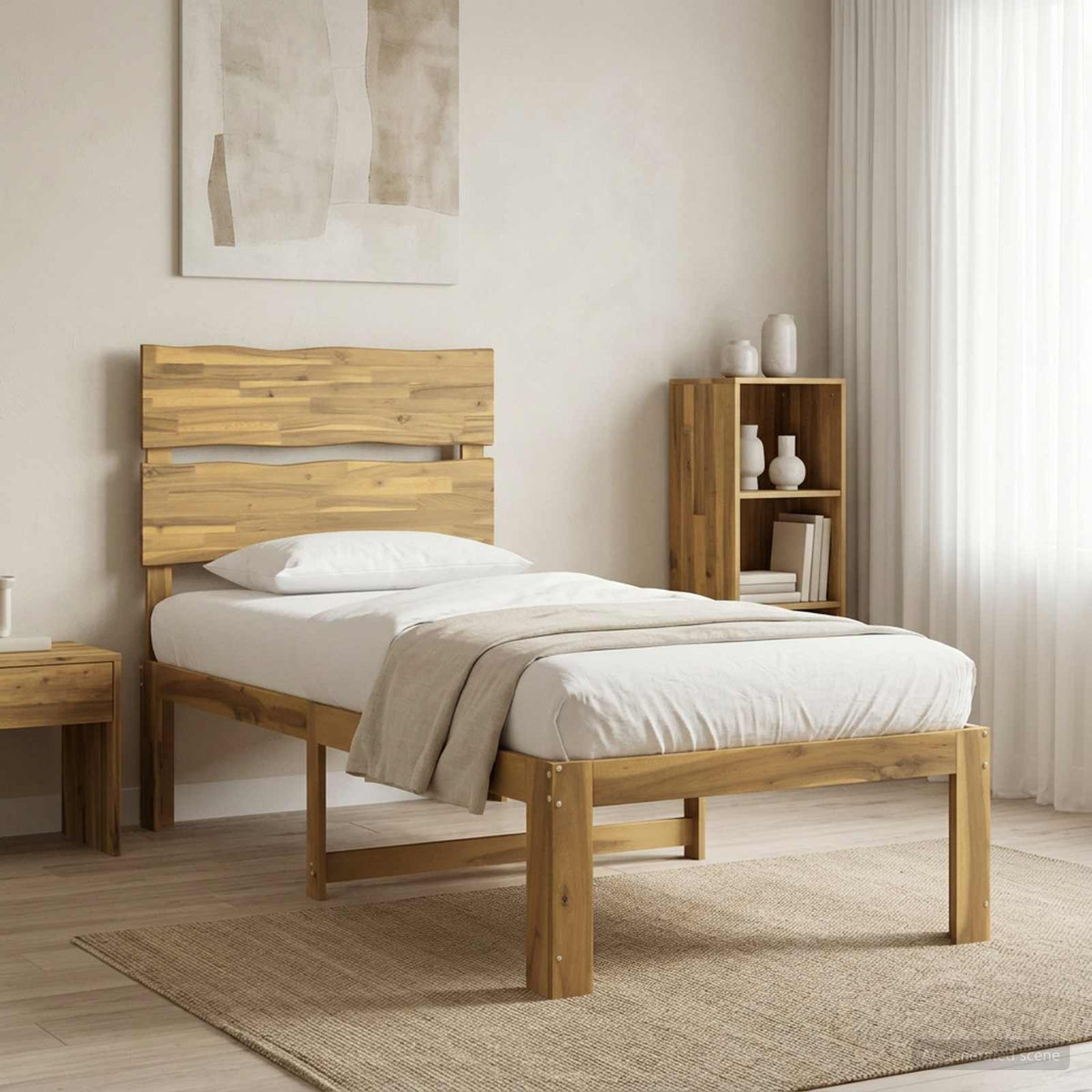 Vidaxl eenpersoonsbed met hoofdbord rostock wit 90 x 200 cm