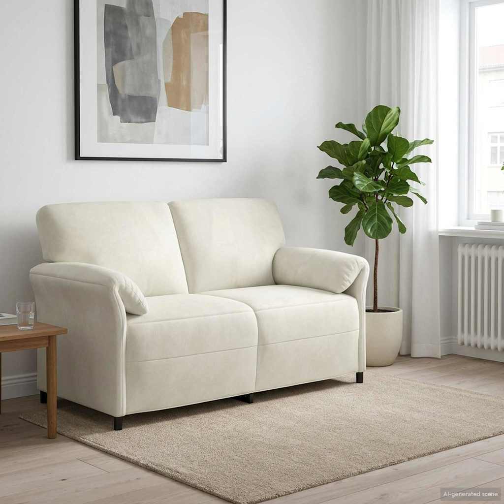 Vidaxl 2-zits sofa crèmekleurig 158 x 83 x 95 cm fluweel