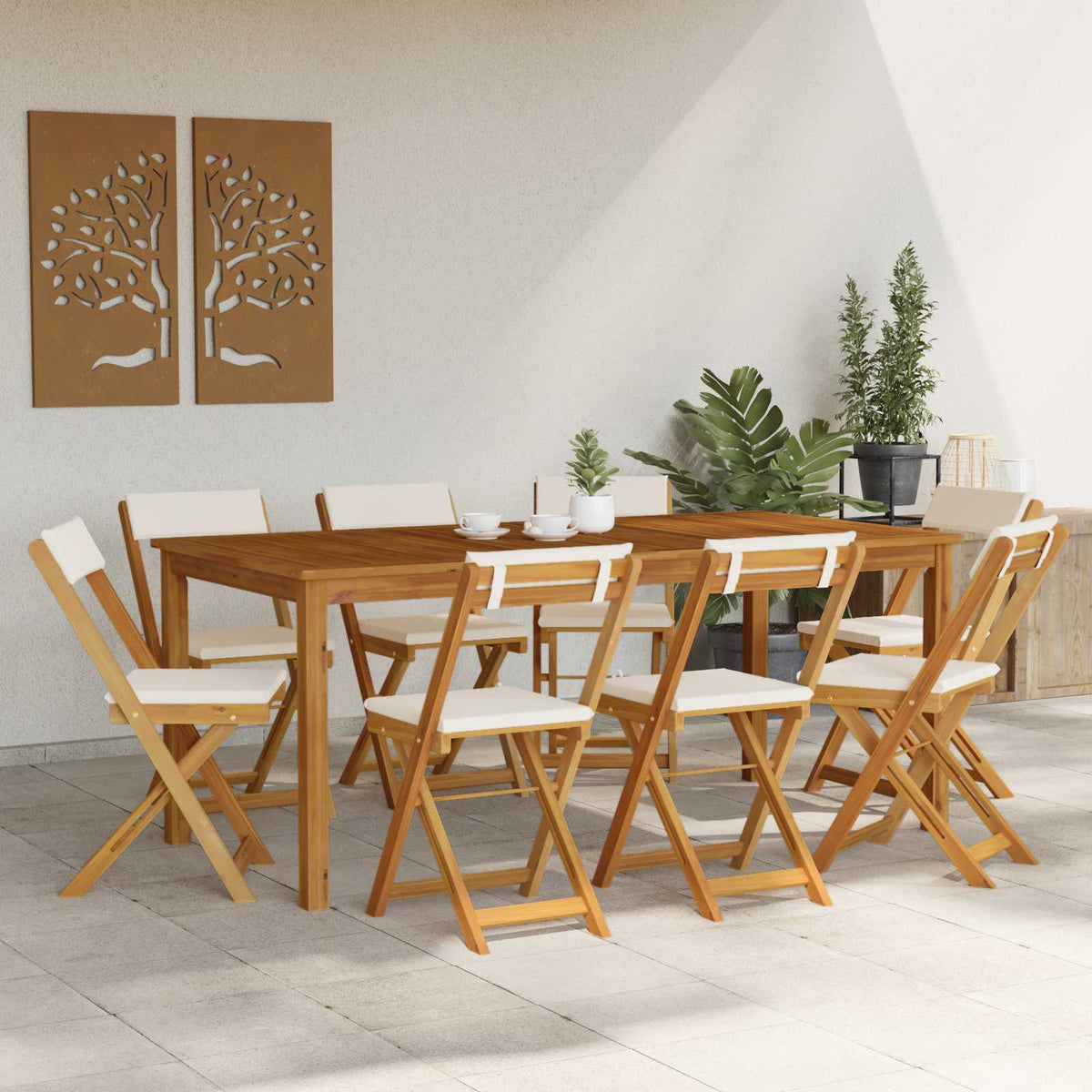 Vidaxl bistrostoelen voor buiten 8 st crèmewit massief acaciahout