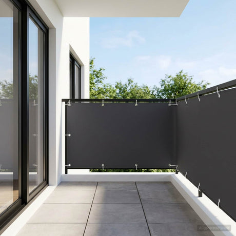 Vidaxl balkonscherm 1,2 x 15 m stof met pu-coating zwart