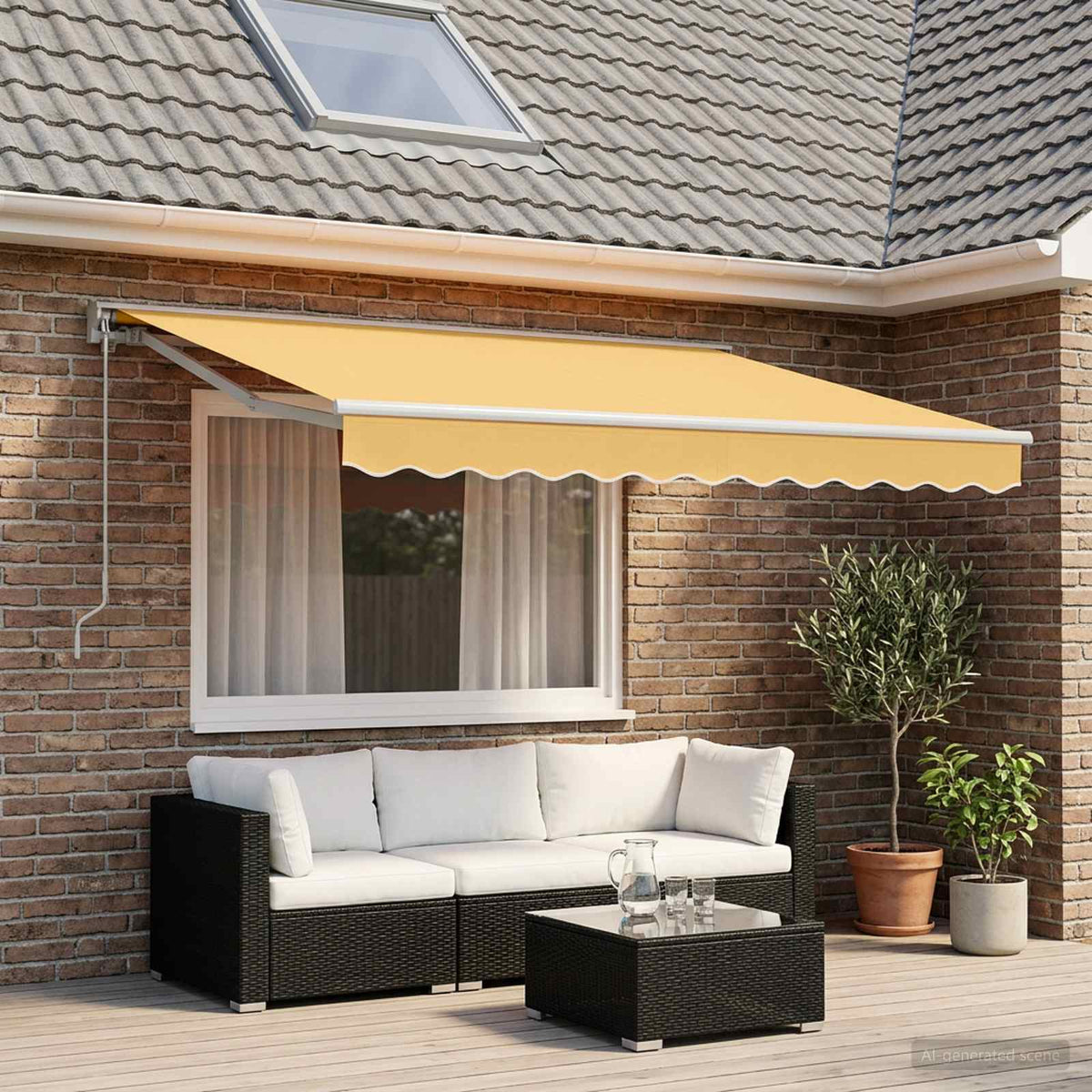 Vidaxl uitschuifbare luifel zand 2,5 x 2 m polyester en aluminium