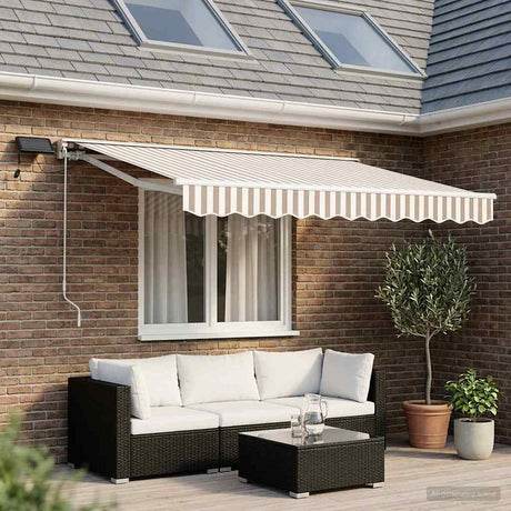 Vidaxl handmatige luifelhouder met led's lichtgrijs en wit. 3 x 2,5 m