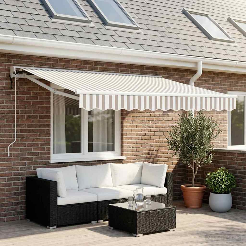 Vidaxl elektrisch uittrekbaar zonnescherm lichtgrijs en wit.