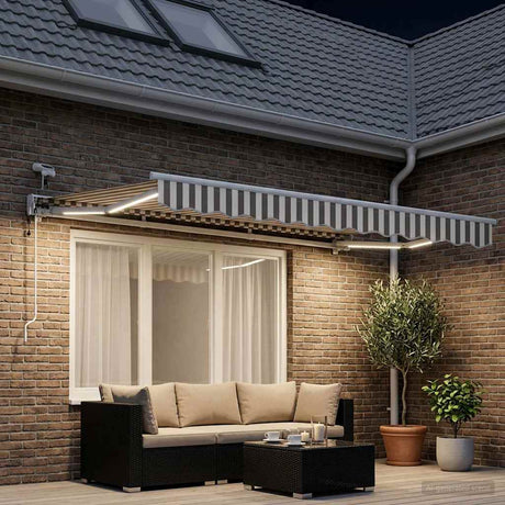 Vidaxl elektrisch uittrekbaar zonnescherm lichtgrijs en wit. 3 x 2,5 m