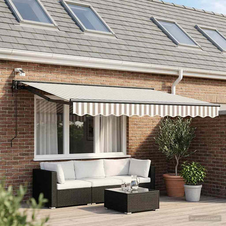 Vidaxl elektrisch uittrekbaar zonnescherm lichtgrijs en wit. 3 x 2,5 m