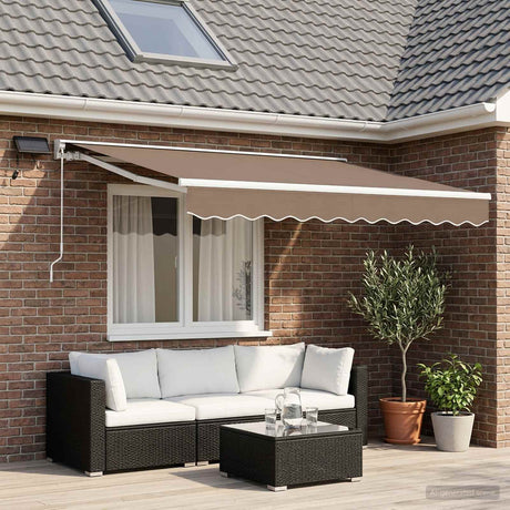 Vidaxl handmatige luifelhouder met led's taupe 3,5 x 2 m