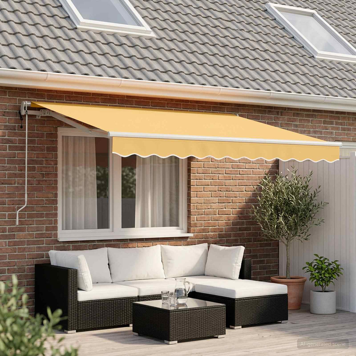 Vidaxl uitschuifbare luifel zand 3,5 x 2 m stof