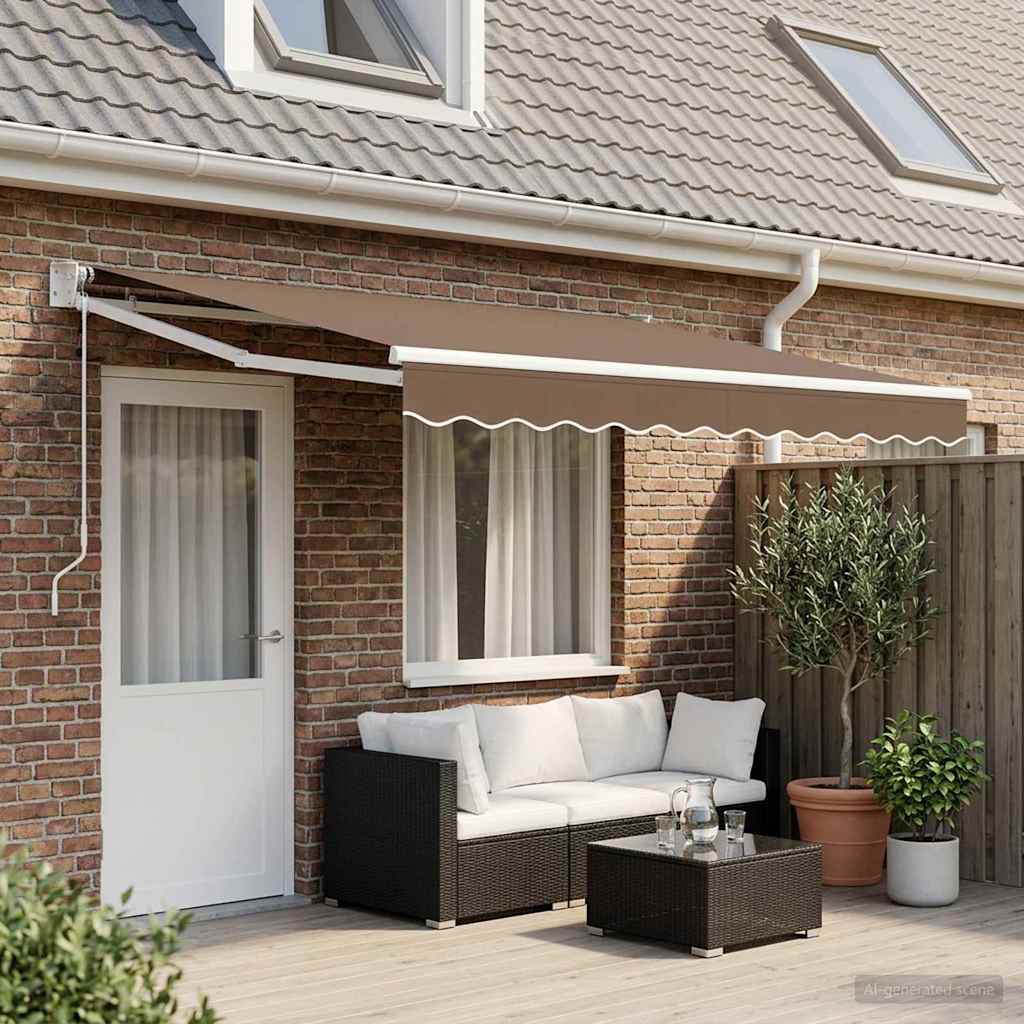 Vidaxl uitschuifbare luifel taupe 4 x 2 m polyester en metaal