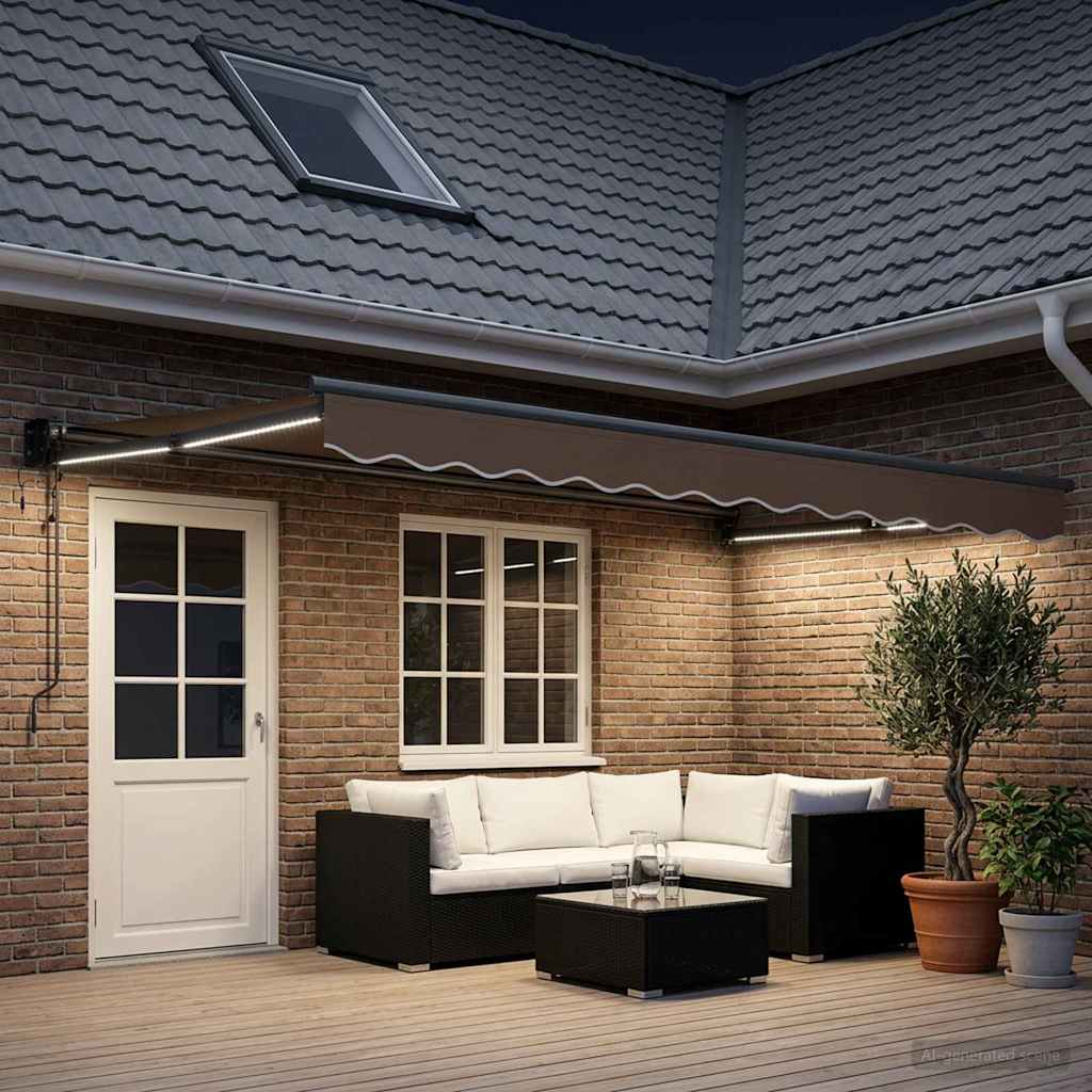Vidaxl elektrisch uittrekbaar zonnescherm taupe