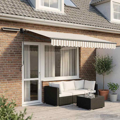 Vidaxl elektrisch uittrekbaar zonnescherm lichtgrijs en wit. 4 × 3 m