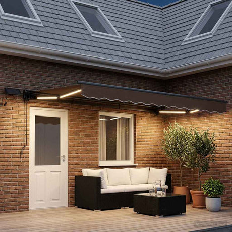 Vidaxl handmatige luifelhouder met led's taupe 4 x 2 m