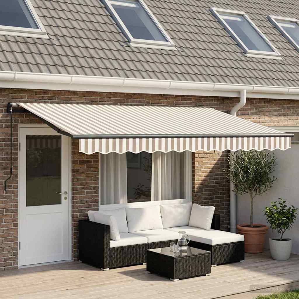 Vidaxl uitschuifbare luifel lichtgrijs en wit. 400 × 300 cm