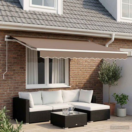 Vidaxl uitschuifbare luifel taupe 300 x 250 cm polyester en aluminium